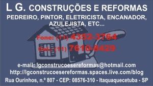 Cartão da LG. Construções e Reformas